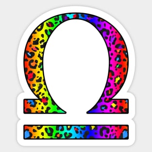 Libra Zodiac Horoscope Symbol in Dark Rainbow Leopard Print Sticker